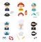 cute cartoon set of costumed kids with different professions