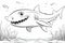 Cute Cartoon Shark illustration generative ai