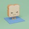 Cute cartoon slices of bread with kawaii faces Smile mascot. White and brown toast design for breakfast, geometric scene