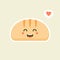 Cute cartoon slices of bread with kawaii faces. You can use this emoji for, menu in restaurant or cafe, bakery, pastry, shop,