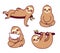 Cute cartoon sloth set