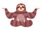 Cute cartoon sloth sitting in a yoga pose. Vector illustration.