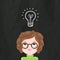 Cute cartoon smart girl and bulb lamp idea