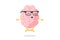 Cute cartoon smart human brain character with glasses relaxation meditate concept. Central nervous system organ