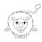 Cute cartoon smiling lion lying with kind muzzle