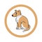 Cute cartoon Smooth Collie in dotty circle puppy vector clipart. Pedigree kennel doggie breed for kennel club. Purebred
