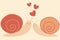 Cute cartoon snail in love valentine romantic illustration background