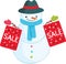 Cute cartoon snowman with sale bags