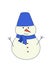 Cute cartoon snowman, symbol of winter and Christmas, vector illustration of isolate on white