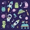 Cute cartoon Space set witn object