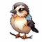 Cute Cartoon Sparrow Sticker With Distinctive Character Design