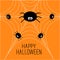 Cute cartoon spider family on the web. Halloween card. Flat design