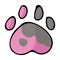 Cute cartoon spotted dog paw print vector clipart. Wildlife animal foot print for dog lovers. Stylized fun kids nature trail.