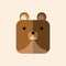 Cute cartoon square animal bear, vector zoo sticker. Nature, wildlife. Vector illustration