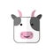 Cute cartoon square animal cow, vector zoo sticker. Nature. Vector illustration. Animal farm, milk product