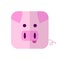 Cute cartoon square animal pig, vector zoo sticker. Nature. Vector illustration. Animal farm