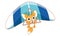 Cute cartoon squirrel parachuting