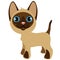 Cute cartoon standing kitten with blue eyes