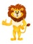 Cute cartoon standing lion. vector