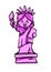 Cute cartoon Statue of Liberty in pink colour, act funny or cheeky face with tongue stick out. Illustration character on white