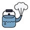 cute cartoon steaming kettle