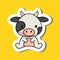 Cute cartoon sticker little cow logo template. Mascot animal character design of album, scrapbook, greeting card, invitation,