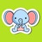 Cute cartoon sticker little elephant logo template. Mascot animal character design of album, scrapbook, greeting card, invitation