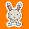 Cute cartoon sticker little hare logo template. Mascot animal character design of album, scrapbook, greeting card, invitation,