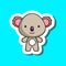 Cute cartoon sticker little koala. Mascot animal character design for for kids cards, baby shower, posters, b-day invitation,