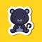 Cute cartoon sticker little panther logo template. Mascot animal character design of album, scrapbook, greeting card, invitation,