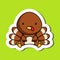 Cute cartoon sticker little turkey logo template. Mascot animal character design of album, scrapbook, greeting card, invitation,