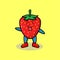 Cute cartoon Strawberry with flashy expression