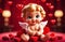 cute cartoon style cupid boy with lots of hearts, valentines greeting card