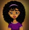 Cute cartoon style digital drawing of black girl