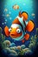 Cute cartoon style fish clown. AI generated