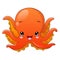 Cute cartoon style orange baby octopus happy smiling isolated on white background illustration