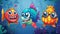 A cute cartoon style underwater game interface with a fish slot icon. A progress bar asset with a clown, angler and