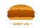 Cute cartoon style vector sloppy joe sandwich, burger with minced meat