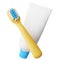 Cute cartoon style yellow toothbrush and toothpaste tube 3d render