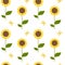 Cute cartoon sunflower seamless pattern background illustration