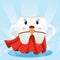 Cute cartoon with super-strong teeth characters oral dental hygiene