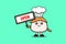 Cute cartoon Sushi holding open sign board