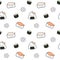 Cute cartoon sushi japanese food seamless pattern background illustration