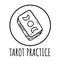 Cute cartoon tarot deck doodle image. Tarot prctice logo. Media highlights graphic symbol