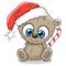 Cute Cartoon Teddy Bear in a Santa hat