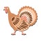 Cute cartoon thanksgiving ornamental turkey, isolated illustration