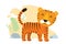 Cute cartoon tiger. Drawing african baby wild character. Kind smiling jungle safari animal. Vector creative graphic hand