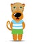 Cute cartoon tiger dressed in a T-shirt and shorts