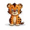 Cute Cartoon Tiger Sitting Down - High Resolution Uhd Image