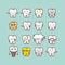 Cute cartoon tooth set